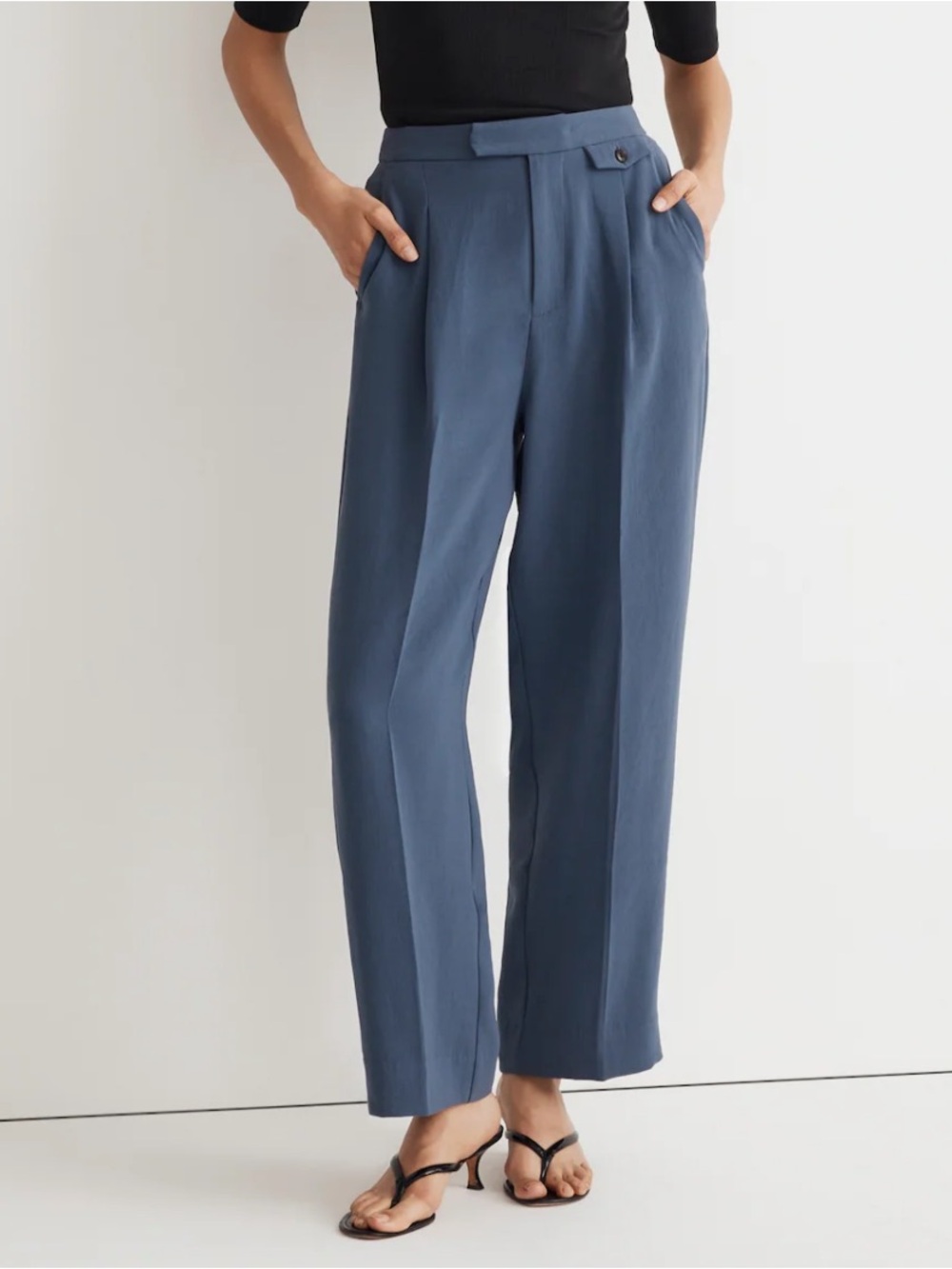 Madewell Rosedale Crepe Straight Leg Pants Trousers Size 8 Blue Nighttime Office